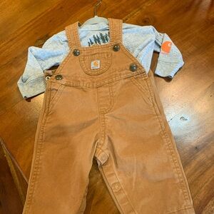 Carhartt Brown Kids Overalls 6 months includes t-shirt